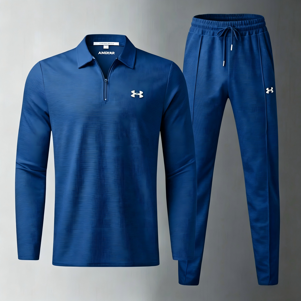 Men’s 2 Piece Tracksuit, Quarter Zip Long Sleeve Polo Top + Drawstring Jogger Pants Set, Casual Sports