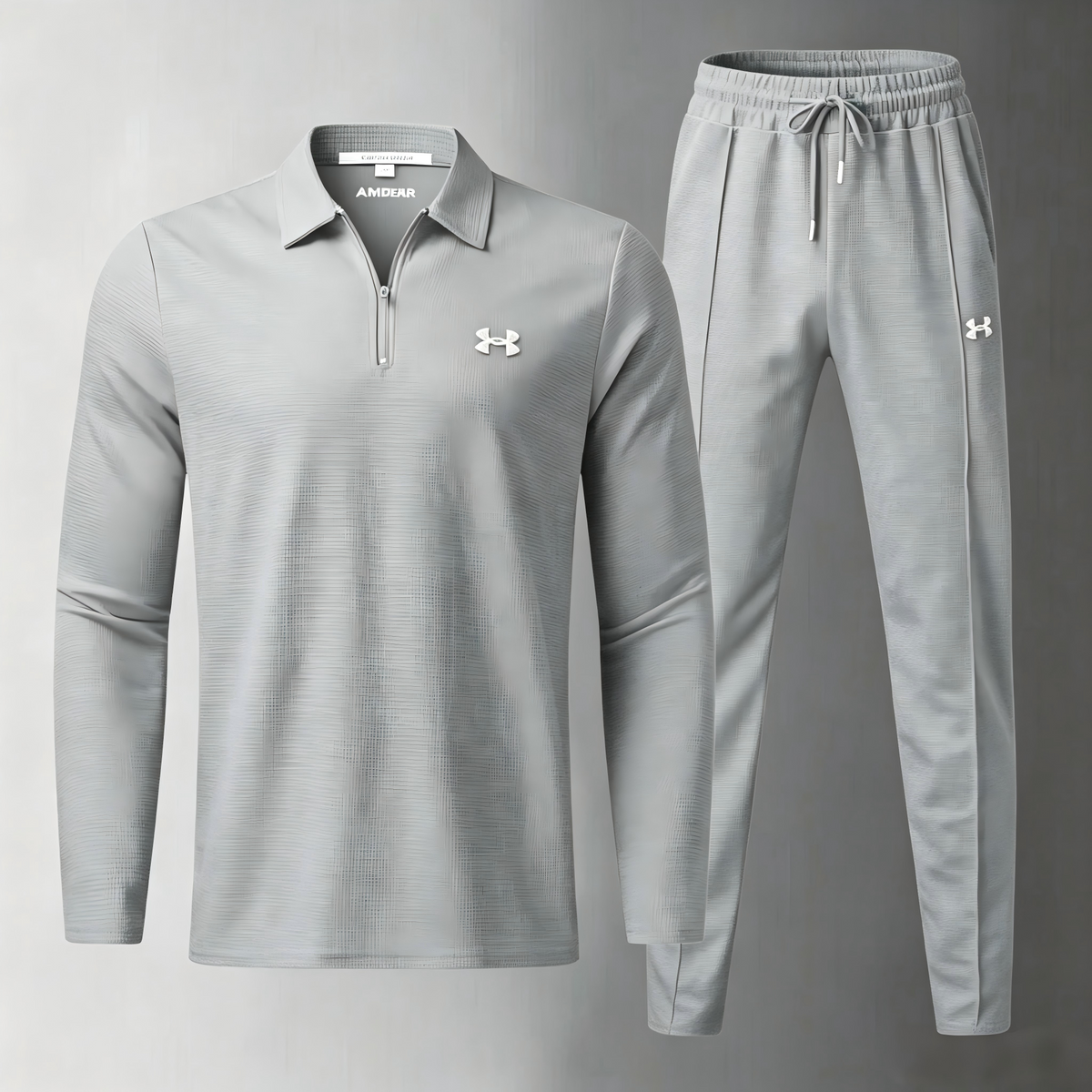 Men’s 2 Piece Tracksuit, Quarter Zip Long Sleeve Polo Top + Drawstring Jogger Pants Set, Casual Sports