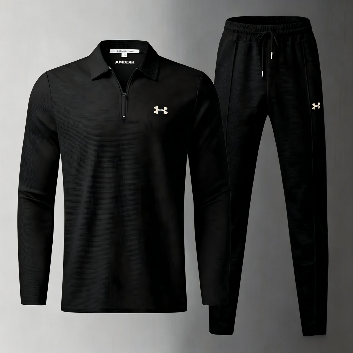 Men’s 2 Piece Tracksuit, Quarter Zip Long Sleeve Polo Top + Drawstring Jogger Pants Set, Casual Sports