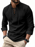 KZZ Men's Linen Casual Long Sleeve Polo Shirt, Stylish New Design