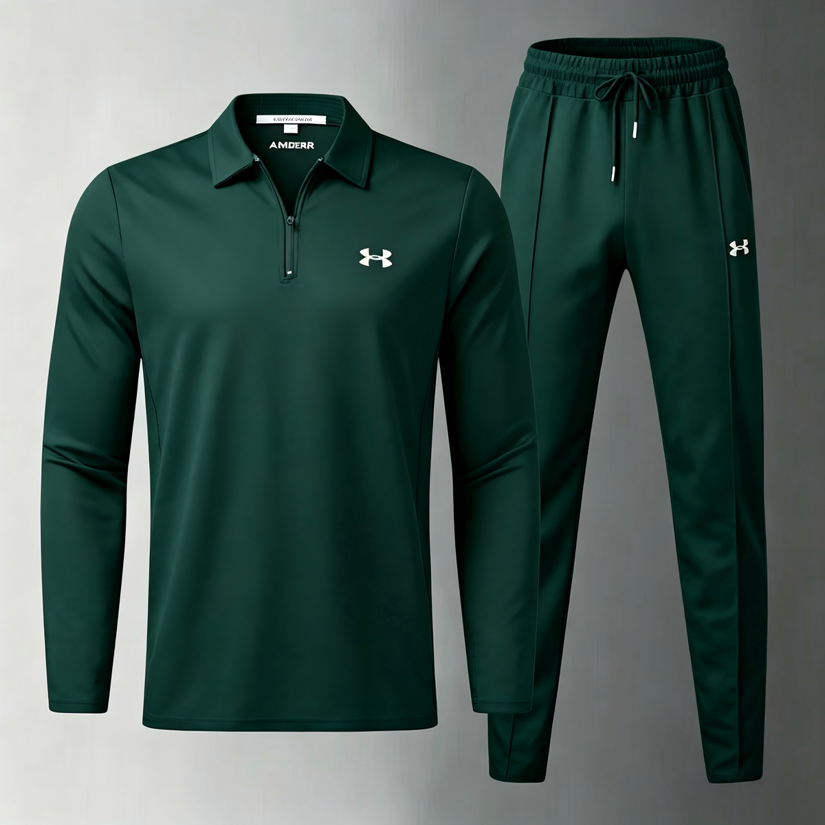 Men’s 2 Piece Tracksuit, Quarter Zip Long Sleeve Polo Top + Drawstring Jogger Pants Set, Casual Sports