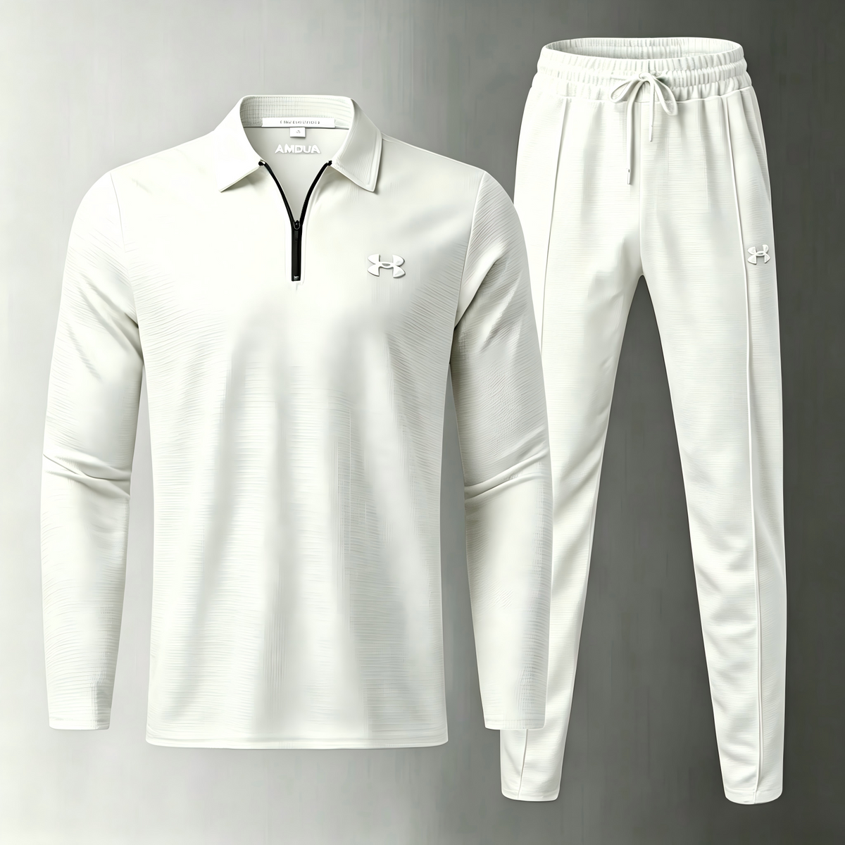 Men’s 2 Piece Tracksuit, Quarter Zip Long Sleeve Polo Top + Drawstring Jogger Pants Set, Casual Sports
