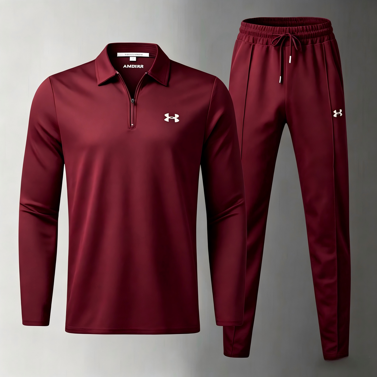 Men’s 2 Piece Tracksuit, Quarter Zip Long Sleeve Polo Top + Drawstring Jogger Pants Set, Casual Sports