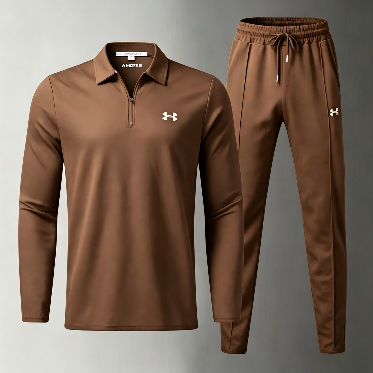 Men’s 2 Piece Tracksuit, Quarter Zip Long Sleeve Polo Top + Drawstring Jogger Pants Set, Casual Sports