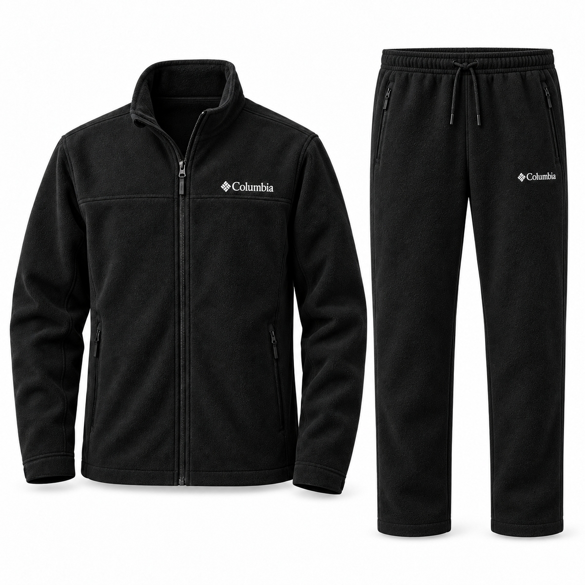 Men’s Textured Fleece Zip-Up Tracksuit Set