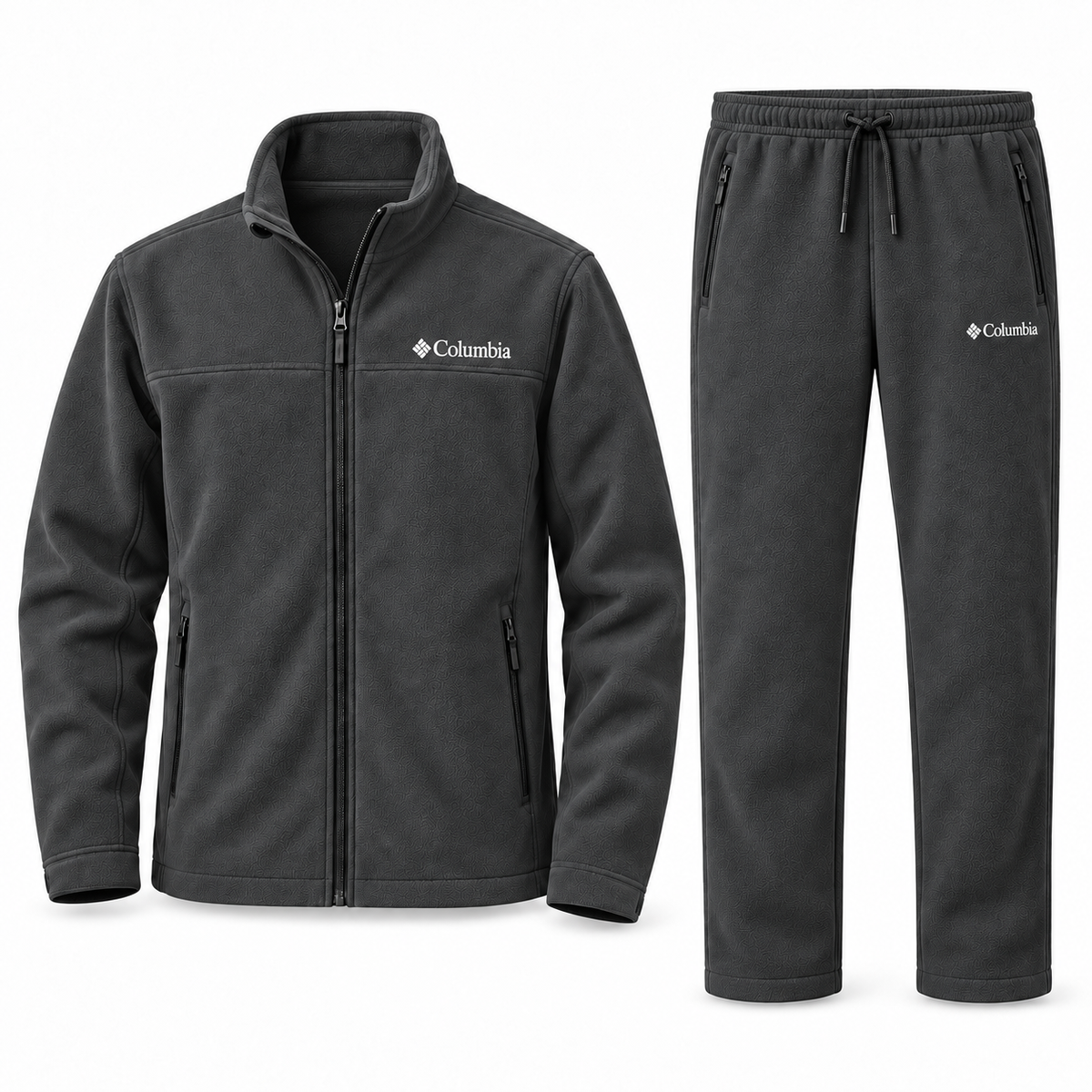 Men’s Textured Fleece Zip-Up Tracksuit Set