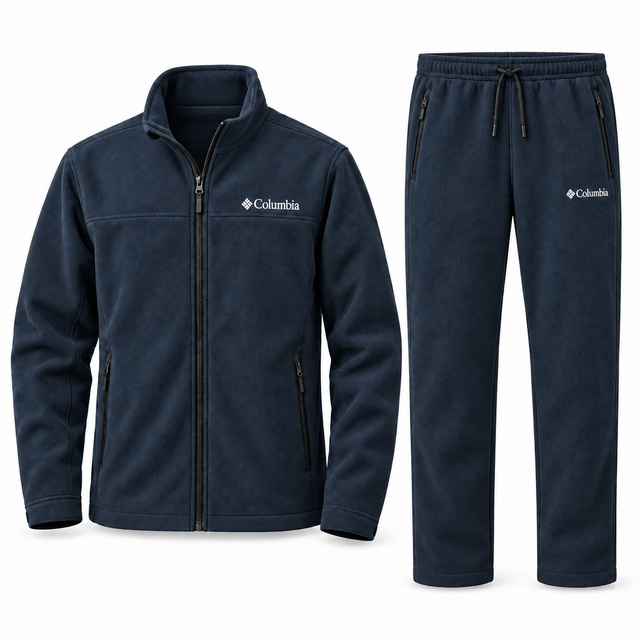 Men’s Textured Fleece Zip-Up Tracksuit Set