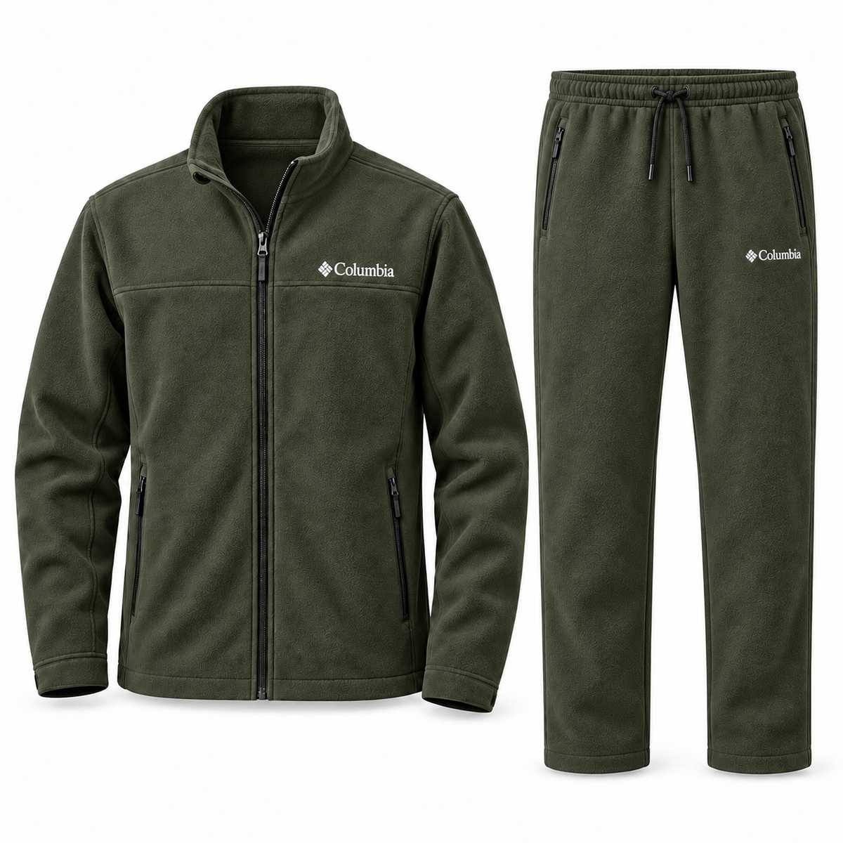 Men’s Textured Fleece Zip-Up Tracksuit Set