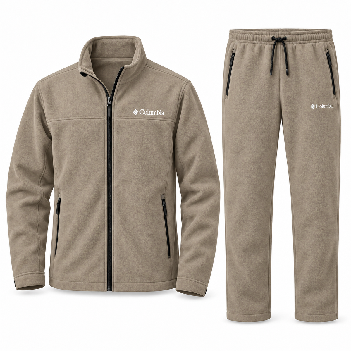 Men’s Textured Fleece Zip-Up Tracksuit Set