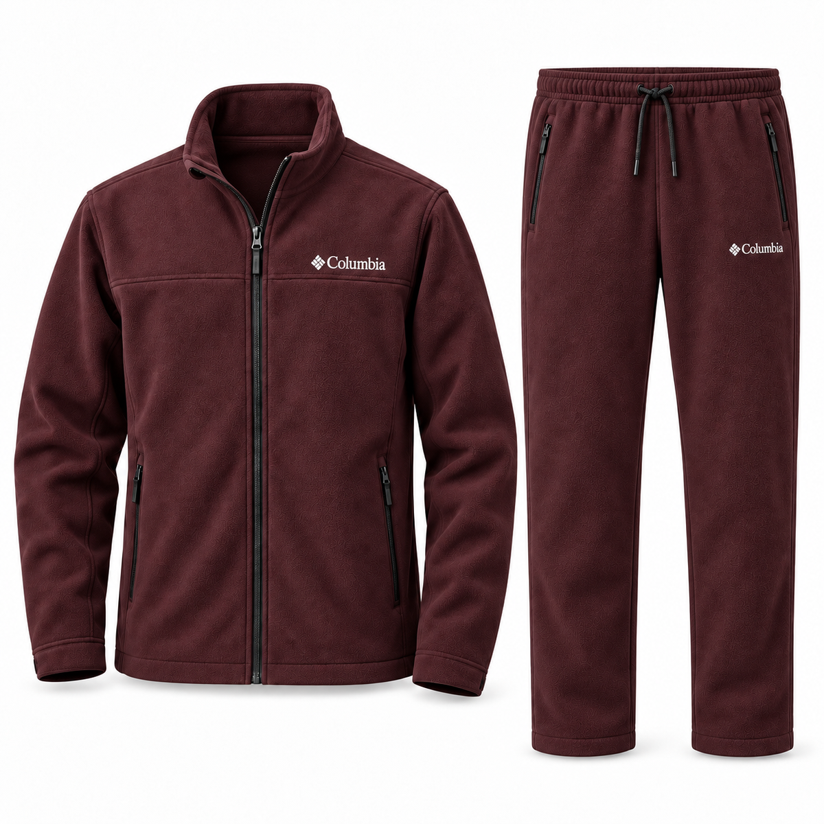 Men’s Textured Fleece Zip-Up Tracksuit Set