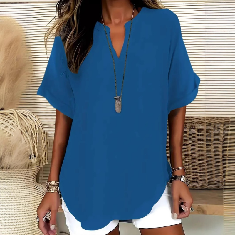 🌸Spring Sale 50% OFF👕Fashion Loose Solid Color Short Sleeve Top